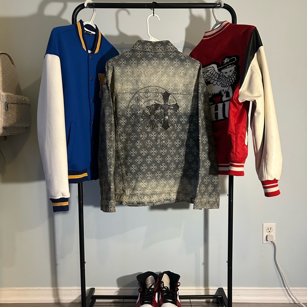 🚨SOLD‼️Custom Chrome Hearts Logo Print Denim Jacket - Picture 4 of 5